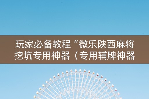 玩家必备教程“微乐陕西麻将挖坑专用神器（专用辅牌神器免安装）