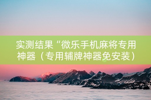 实测结果“微乐手机麻将专用神器（专用辅牌神器免安装）