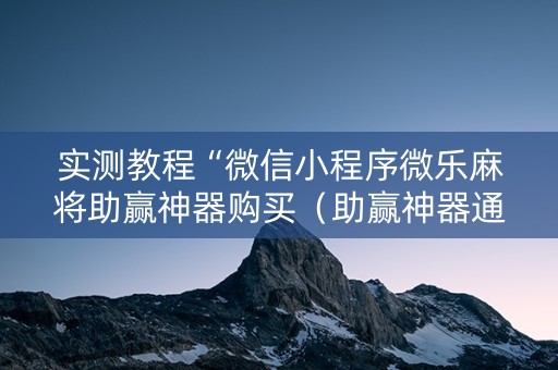 实测教程“微信小程序微乐麻将助赢神器购买（助赢神器通用版）