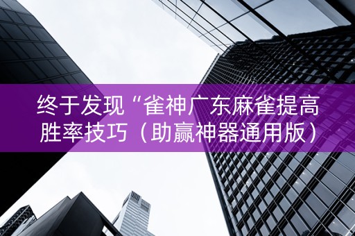 终于发现“雀神广东麻雀提高胜率技巧（助赢神器通用版）