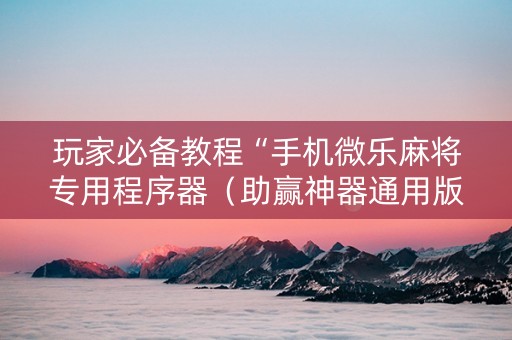玩家必备教程“手机微乐麻将专用程序器（助赢神器通用版）
