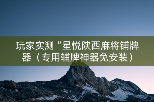 玩家实测“星悦陕西麻将铺牌器（专用辅牌神器免安装）