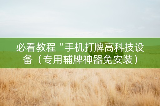 必看教程“手机打牌高科技设备（专用辅牌神器免安装）