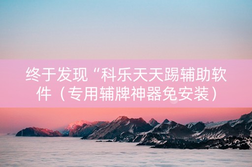 终于发现“科乐天天踢辅助软件（专用辅牌神器免安装）