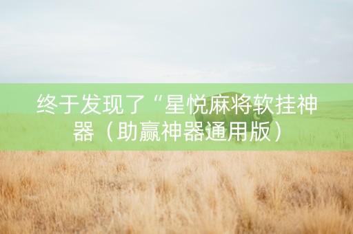 终于发现了“星悦麻将软挂神器（助赢神器通用版）