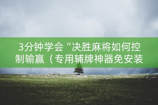 3分钟学会“决胜麻将如何控制输赢（专用辅牌神器免安装）