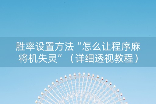 胜率设置方法“怎么让程序麻将机失灵”（详细透视教程）-哔哩哔哩