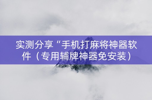实测分享“手机打麻将神器软件（专用辅牌神器免安装）