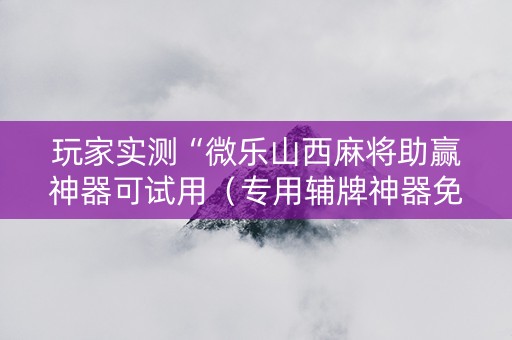 玩家实测“微乐山西麻将助赢神器可试用（专用辅牌神器免安装）