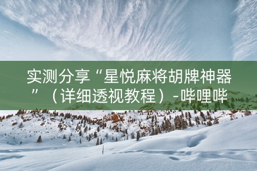 实测分享“星悦麻将胡牌神器”（详细透视教程）-哔哩哔哩