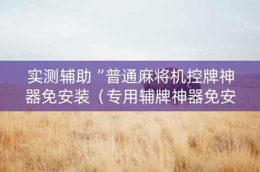 实测辅助“普通麻将机控牌神器免安装（专用辅牌神器免安装）