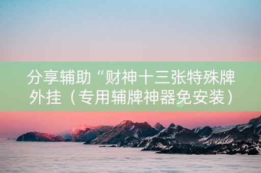分享辅助“财神十三张特殊牌外挂（专用辅牌神器免安装）