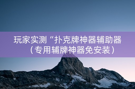 玩家实测“扑克牌神器辅助器（专用辅牌神器免安装）