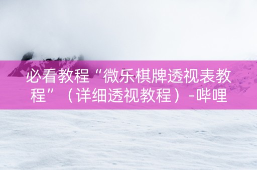 必看教程“微乐棋牌透视表教程”（详细透视教程）-哔哩哔哩