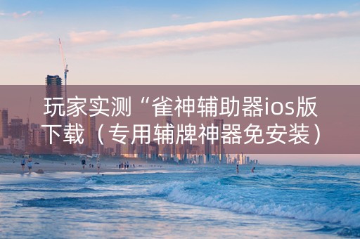 玩家实测“雀神辅助器ios版下载（专用辅牌神器免安装）