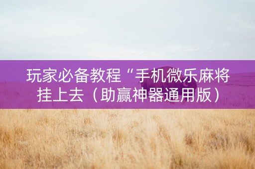 玩家必备教程“手机微乐麻将挂上去（助赢神器通用版）