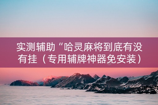 实测辅助“哈灵麻将到底有没有挂（专用辅牌神器免安装）
