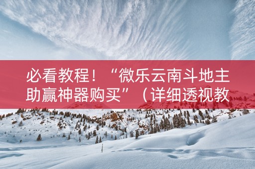 必看教程！“微乐云南斗地主助赢神器购买”（详细透视教程）-哔哩哔哩