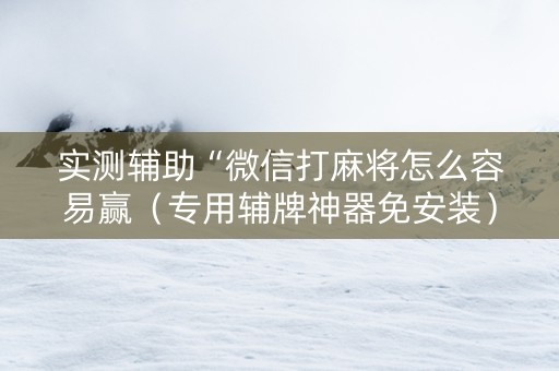 实测辅助“微信打麻将怎么容易赢（专用辅牌神器免安装）