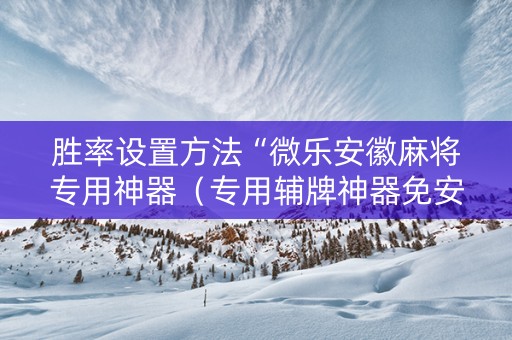 胜率设置方法“微乐安徽麻将专用神器（专用辅牌神器免安装）