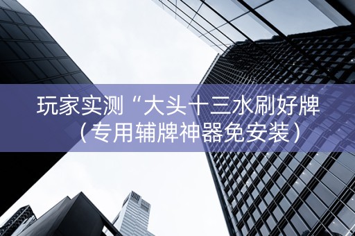 玩家实测“大头十三水刷好牌（专用辅牌神器免安装）