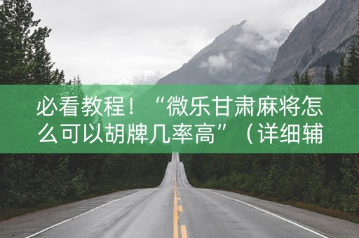 必看教程！“微乐甘肃麻将怎么可以胡牌几率高”（详细辅助教程）-哔哩哔哩