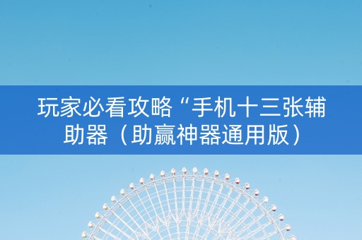 玩家必看攻略“手机十三张辅助器（助赢神器通用版）