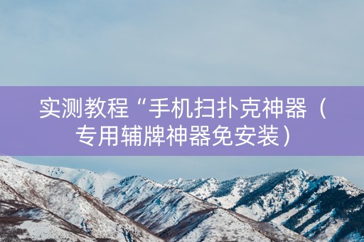 实测教程“手机扫扑克神器（专用辅牌神器免安装）