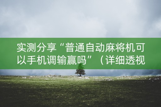 实测分享“普通自动麻将机可以手机调输赢吗”（详细透视教程）-哔哩哔哩
