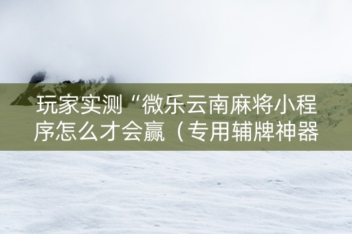 玩家实测“微乐云南麻将小程序怎么才会赢（专用辅牌神器免安装）