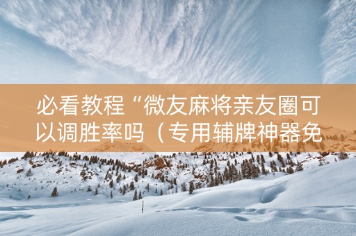 必看教程“微友麻将亲友圈可以调胜率吗（专用辅牌神器免安装）