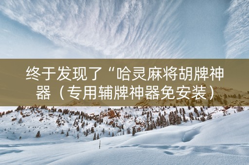 终于发现了“哈灵麻将胡牌神器（专用辅牌神器免安装）