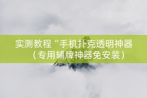 实测教程“手机扑克透明神器（专用辅牌神器免安装）