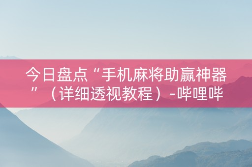 今日盘点“手机麻将助赢神器”（详细透视教程）-哔哩哔哩