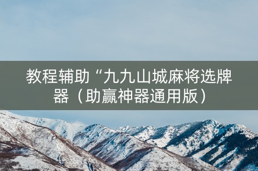 教程辅助“九九山城麻将选牌器（助赢神器通用版）