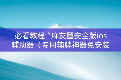 必看教程“麻友圈安全版ios辅助器（专用辅牌神器免安装）