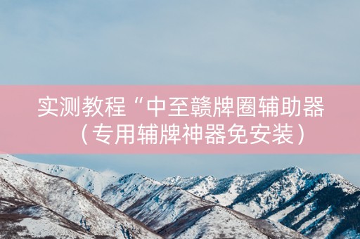 实测教程“中至赣牌圈辅助器（专用辅牌神器免安装）