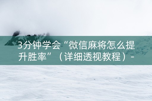 3分钟学会“微信麻将怎么提升胜率”（详细透视教程）-哔哩哔哩