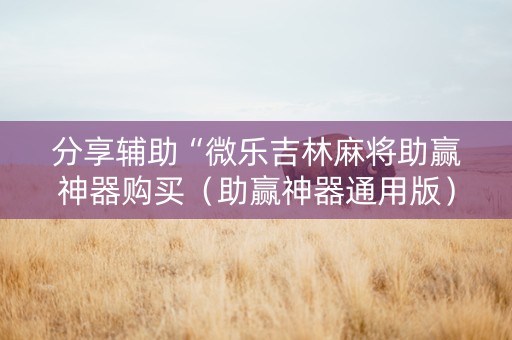分享辅助“微乐吉林麻将助赢神器购买（助赢神器通用版）