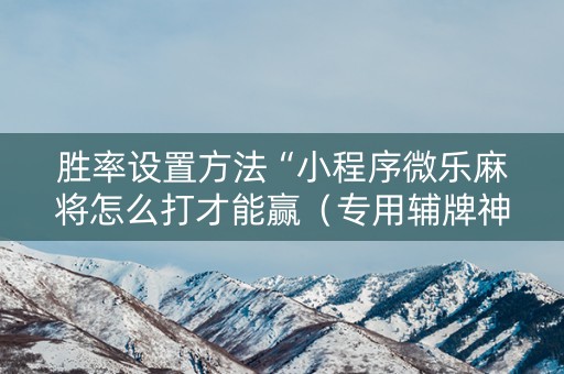 胜率设置方法“小程序微乐麻将怎么打才能赢（专用辅牌神器免安装）