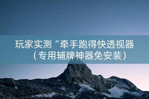 玩家实测“牵手跑得快透视器（专用辅牌神器免安装）