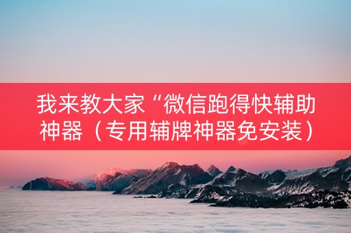 我来教大家“微信跑得快辅助神器（专用辅牌神器免安装）