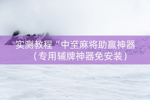 实测教程“中至麻将助赢神器（专用辅牌神器免安装）