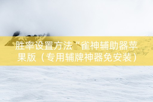 胜率设置方法“雀神辅助器苹果版（专用辅牌神器免安装）