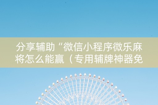 分享辅助“微信小程序微乐麻将怎么能赢（专用辅牌神器免安装）