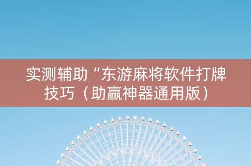 实测辅助“东游麻将软件打牌技巧（助赢神器通用版）