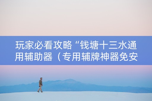 玩家必看攻略“钱塘十三水通用辅助器（专用辅牌神器免安装）