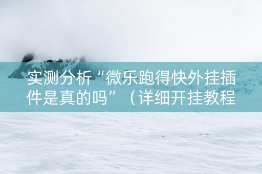 实测分析“微乐跑得快外挂插件是真的吗”（详细开挂教程）-哔哩哔哩