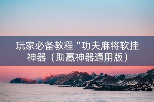 玩家必备教程“功夫麻将软挂神器（助赢神器通用版）
