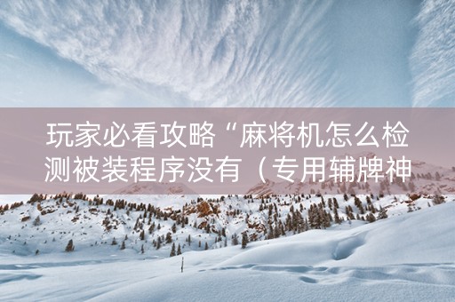 玩家必看攻略“麻将机怎么检测被装程序没有（专用辅牌神器免安装）